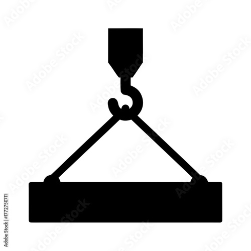 Industrial crane hook lifting heavy load silhouette