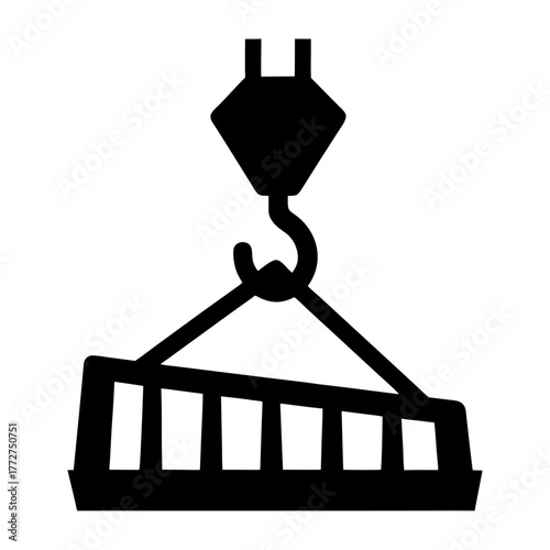 Industrial crane lifting heavy cargo silhouette