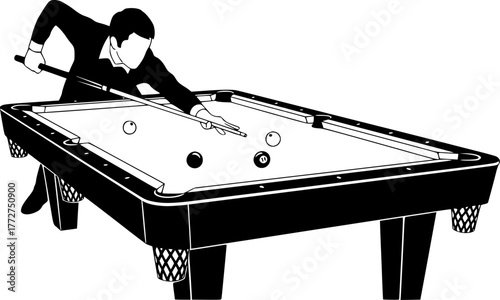 man playing snooker vector 