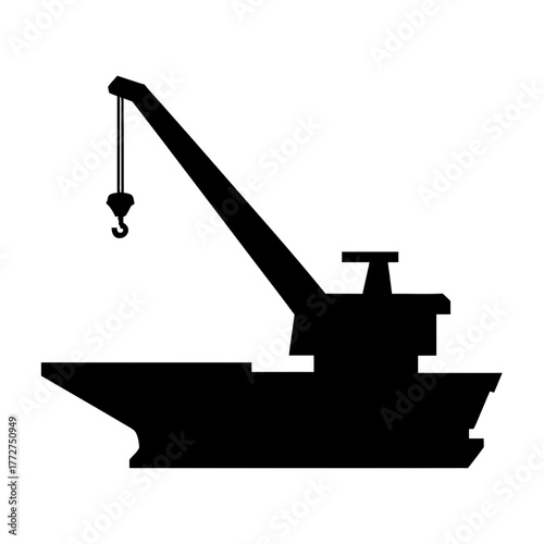 Industrial ship crane silhouette for maritime operations