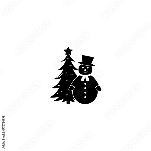 Snowman silhouette , snowman vector