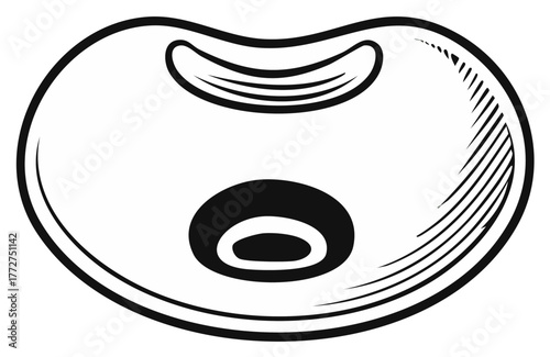 Vintage Sew-Through Button with Two Holes Black and White Vector