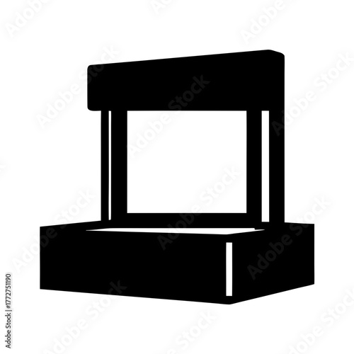 Black silhouette of a retro arcade game cabinet silhouette