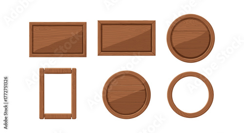 Wooden frame collection: set of rectangular, oval, circular designs