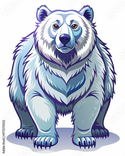 White Bear ,full body , real print Style, white background	