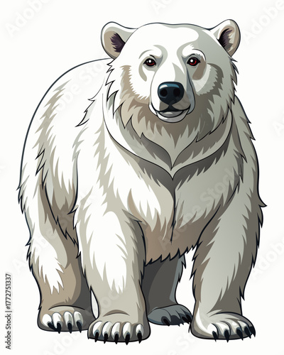 White Bear ,full body , real print Style, white background	