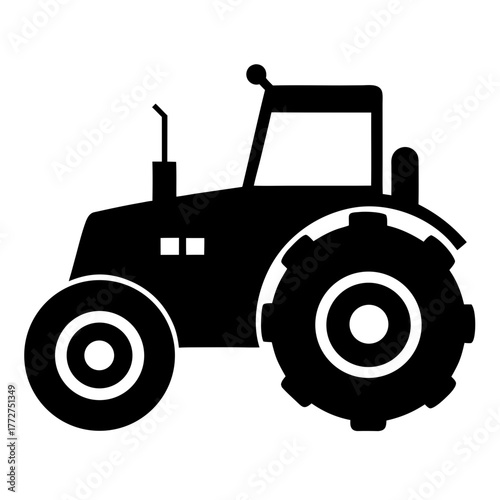 Simple black silhouette of a farm tractor icon