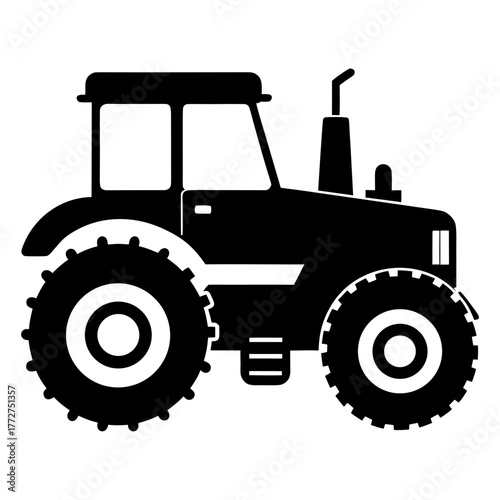 Classic farm tractor silhouette icon for agriculture and farming