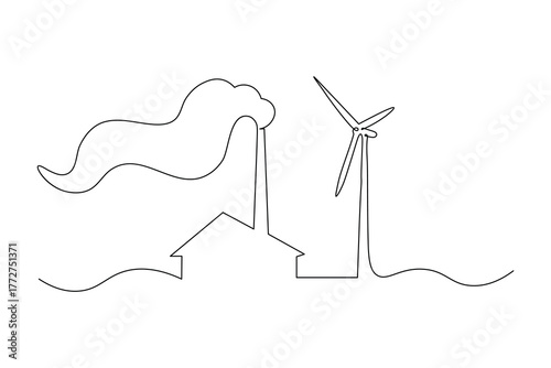 Wind turbine icon continuous one line drawing minimalist style vector illustration
