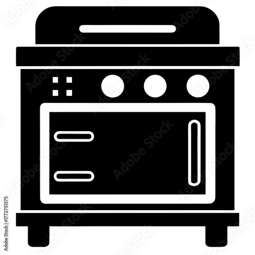 Black silhouette of a modern kitchen oven appliance