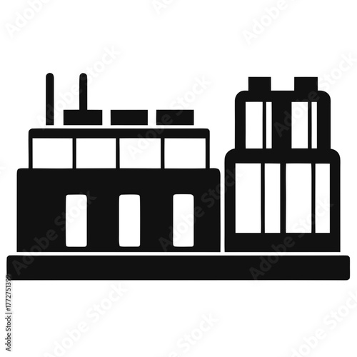 Industrial factory building complex silhouette