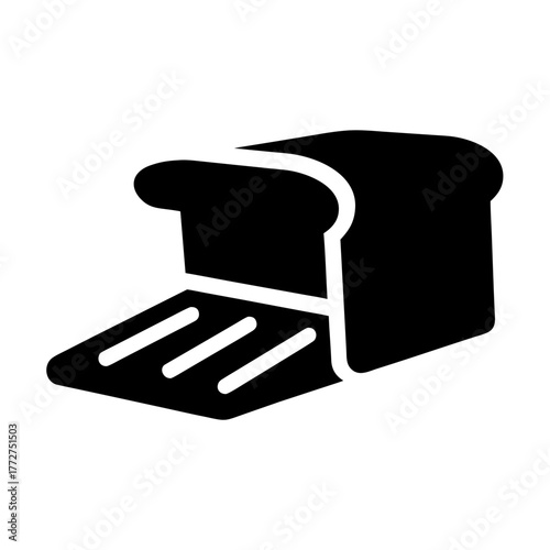 Black silhouette of a loaf of bread on a toaster rack