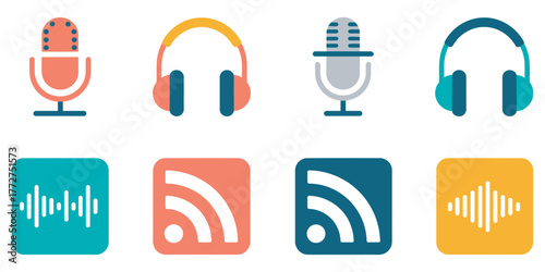 Diverse Collection of Audio and Media Icons for Digital Content Creation