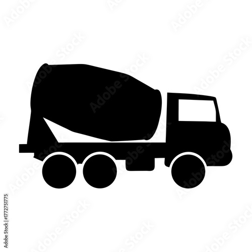 Black silhouette of a concrete mixer truck silhouette