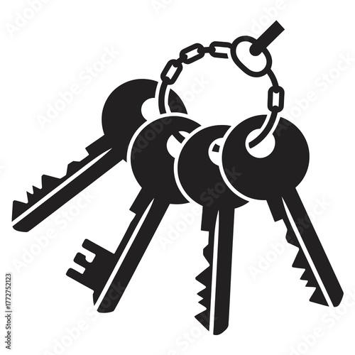 Bunch of Keys A Striking Black and White Silhouette Vector