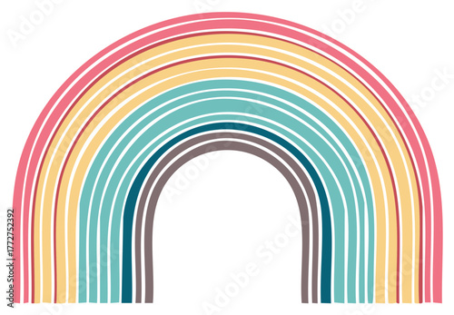 Vibrant Striped Rainbow Arch with Earthy Tones Symbolizing Optimism Hope Diversity and Inclusivity