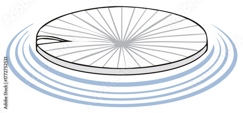 Floating Lily Pad with Water Ripples for Pond Habitat