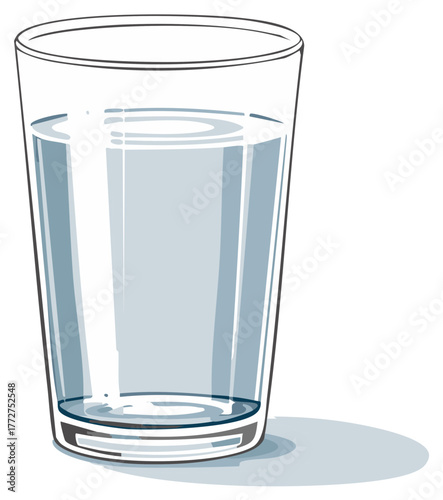 Clear Glass Full of Water with Shadow