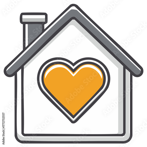 Home with a golden heart inside, symbolizing love and belonging
