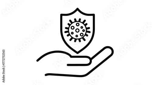 Medical Shield Holding Covid19 Cell Line Concept