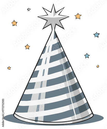 Party Hat With Star And Floating Stars Celebration Theme