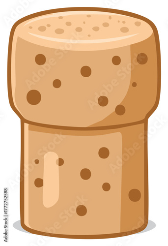 Stylized cartoon illustration of a sparkling wine or champagne bottle cork