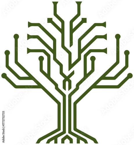Modern tree logo symbolizing growth, connection, and sustainability initiatives