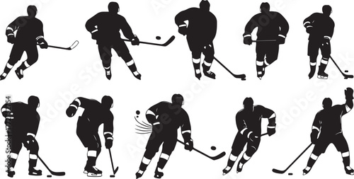 Dynamic hockey players capture action and intensity on ice, showcasing speed and skill for sports enthusiasts and brands.