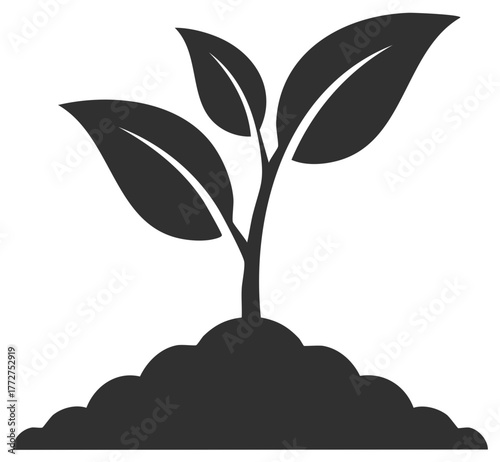 Sprout Vector Icon New Plant Growing in Soil Silhouette