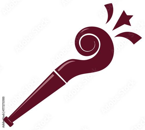 Maroon Party Blower Blowing Out Starburst and Swirl