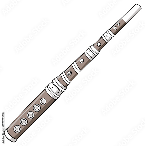 Stylized cartoon illustration of a traditional woodwind flute musical instrument