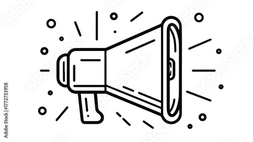 Professional Megaphone Line Icon Illustration for Communication