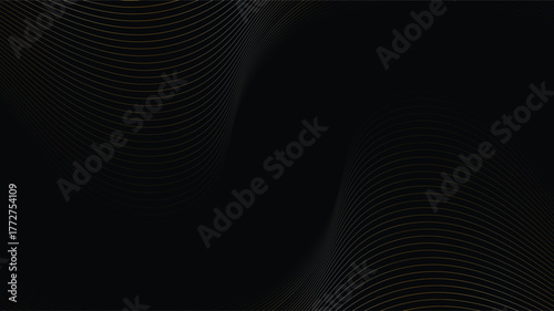 Elegant golden wave lines create a dynamic, modern abstract background perfect for sophisticated design projects and technology themes