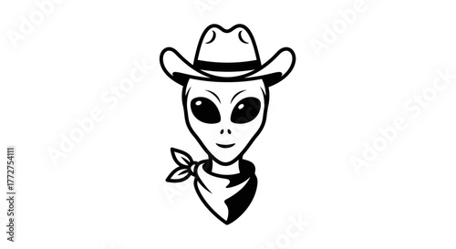 Out of this world sheriff illustration featuring an alien wearing a cowboy hat