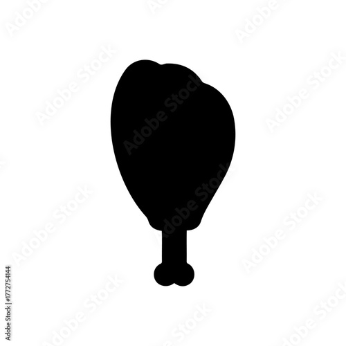 Chicken thigh silhouette vector flat illustration design.