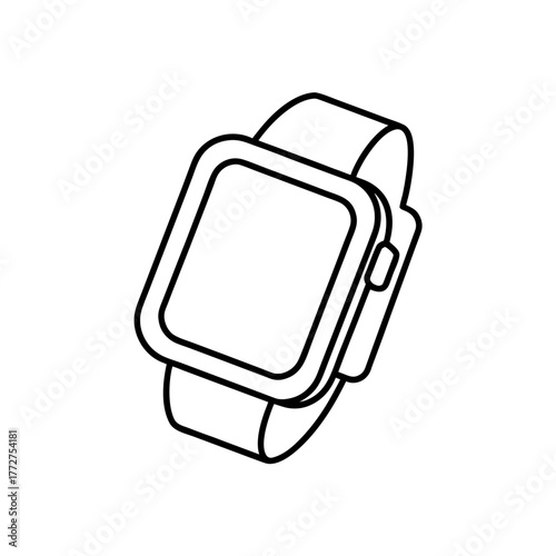 Outline drawing of a smart watch on transparent background