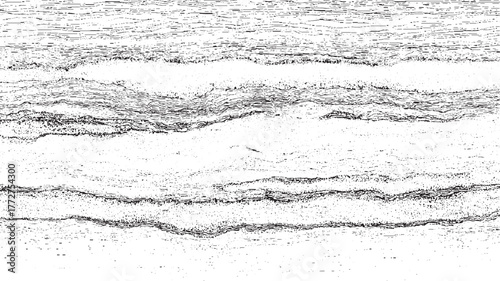 Black and white abstract textured background with horizontal wavy lines and granular patterns vector