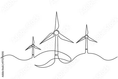Wind turbine icon continuous one line drawing minimalist style vector illustration
