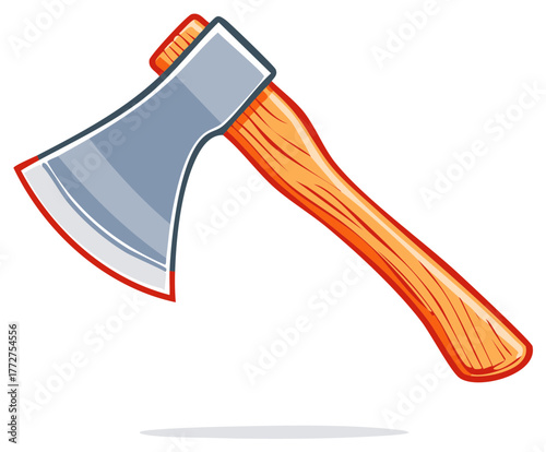 Vector illustration of a sharp woodcutter's axe with a wooden handle