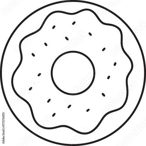 Simple Line Art Icon of a Delicious Donut with Sprinkles