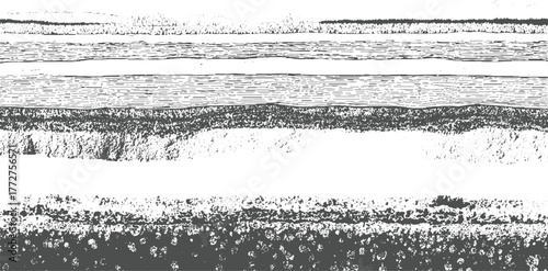 Abstract horizontal bands of textured gray and white patterns background grunge