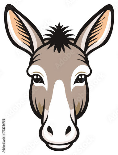 Friendly smiling donkey head cartoon vector illustration animal farm mascot
