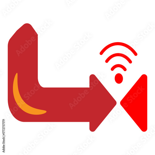 Curved arrow indicating redirect or signal routing.