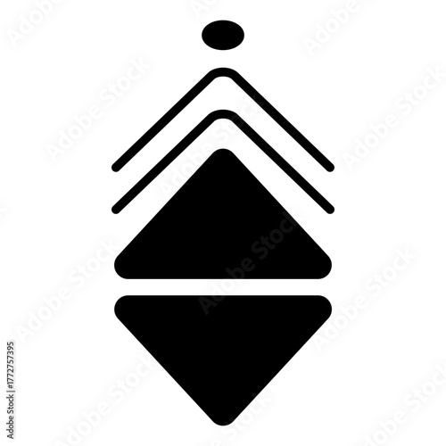 Solid Black Rank or Level Up Icon Vector.