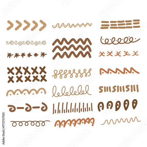 Hand drawn abstract line vintage art vector doodle underline scribble brush and pencil stroke design element for frame divider in a glyph illustration.