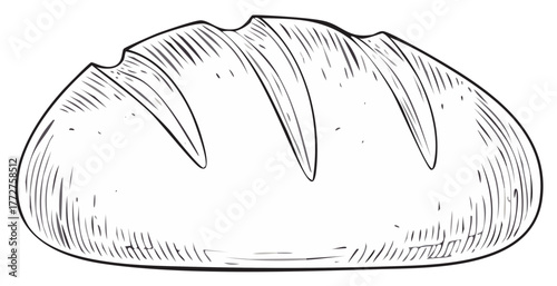 Hand drawn rustic bread loaf illustration simple graphic bakery food outline