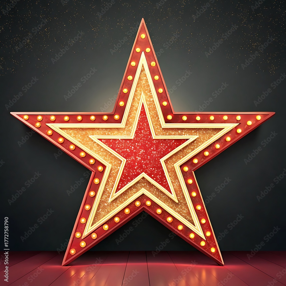 Fototapeta premium golden star on red background