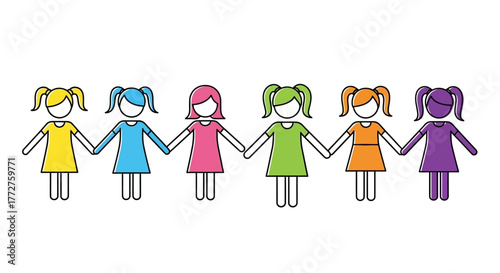 A vibrant representation of unity, friendship, and the power of togetherness among young girls