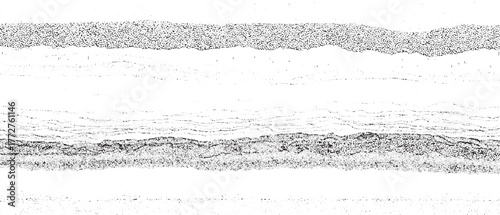 Black and white abstract textured horizontal bands with granular and line patterns background