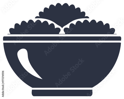 Stylized Dark Blue Bowl Filled with Fluffy Textured Food or Texture Elements